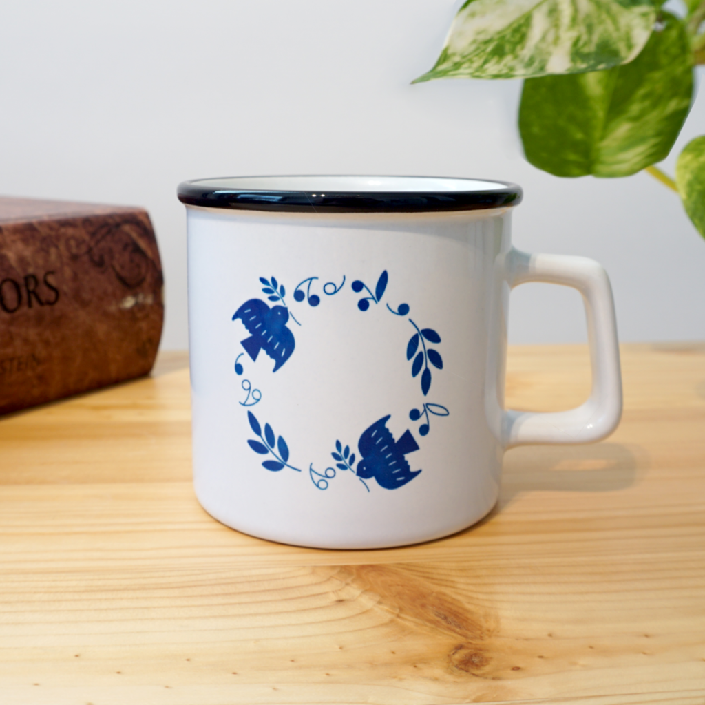 フチ付マグカップ-ハトとオリーブ