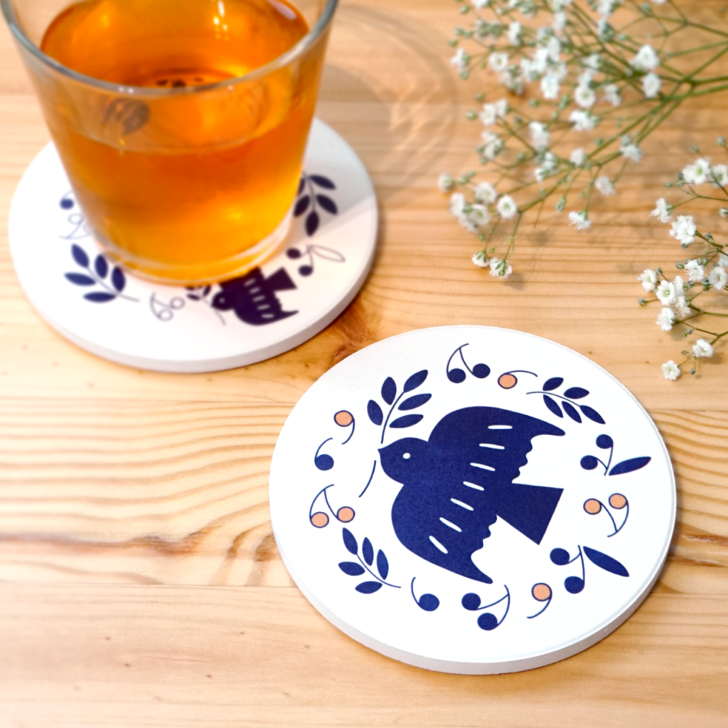 コースター-ハトとオリーブ